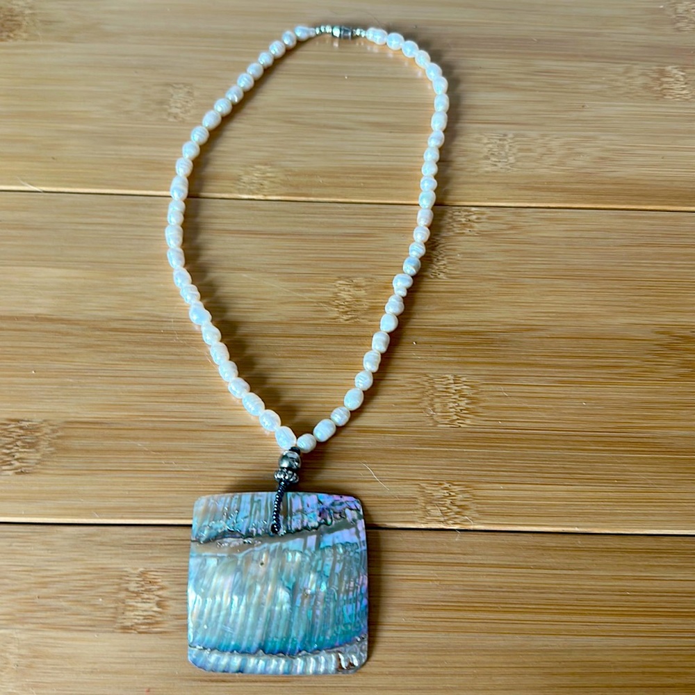 Real Freshwater Pearl and abalone necklace